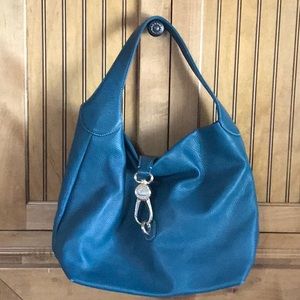 Dooney & Bourke teal logo/lock shoulder hobo purse